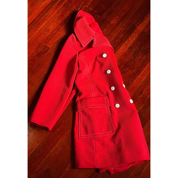 Vintage 60s Betty Rose ILGWU Red White Light Coat Mod Jacket Small Medium Retro - Picture 7 of 9